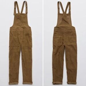 Aerie Werk Play Twill Utility Corduroy casual Boho slouchy Overalls womens Small